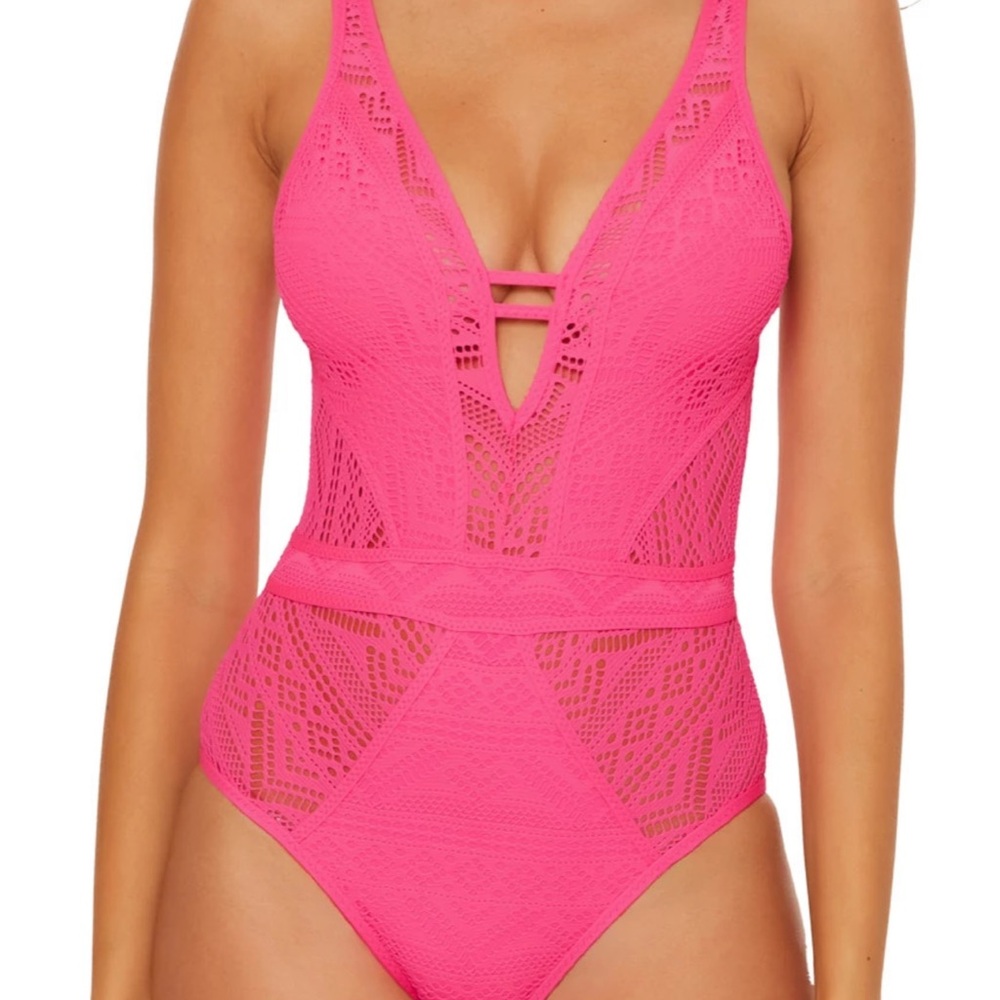 BECCA Pink Lace One Piece Swimsuit